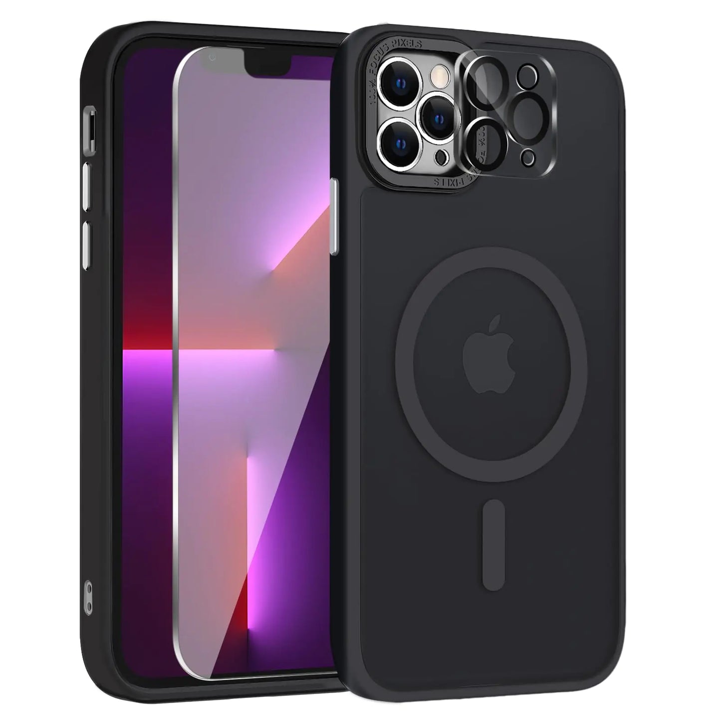 TQLGY for iPhone 13 Pro Case Phone Case iPhone 13 Pro Magnetic Case [Compatible with MagSafe] Translucent Matte Back Slim Shockproof Military-Grade Protection Anti-Fingerprint Cover Black